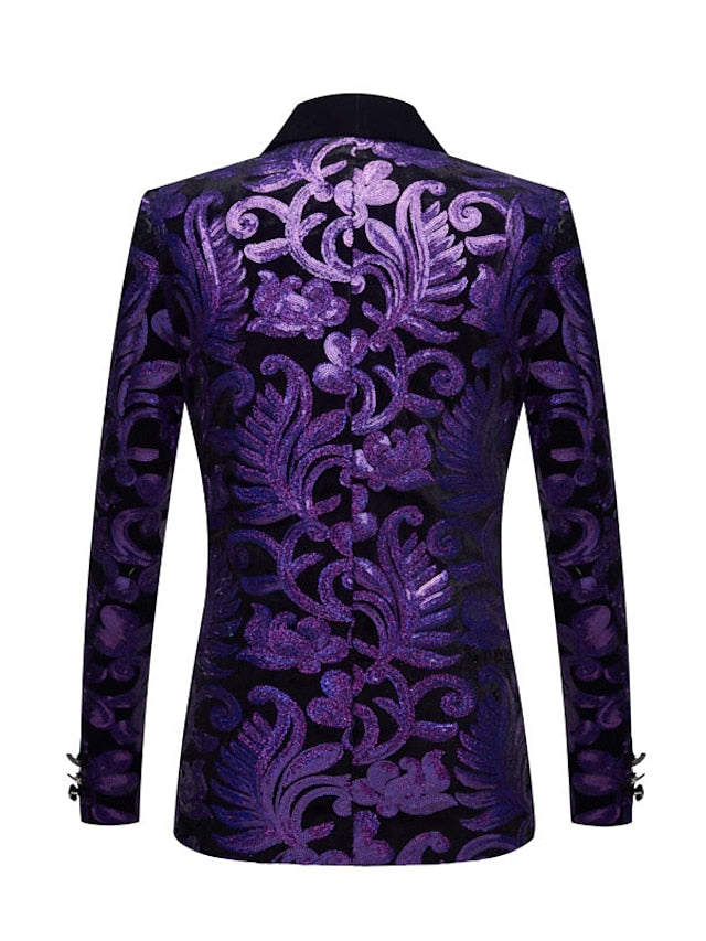 Costumes de Bal Disco 2 Pièces à Coupe Ajustée pour Hommes, à Boutonnage Simple et à Un Bouton