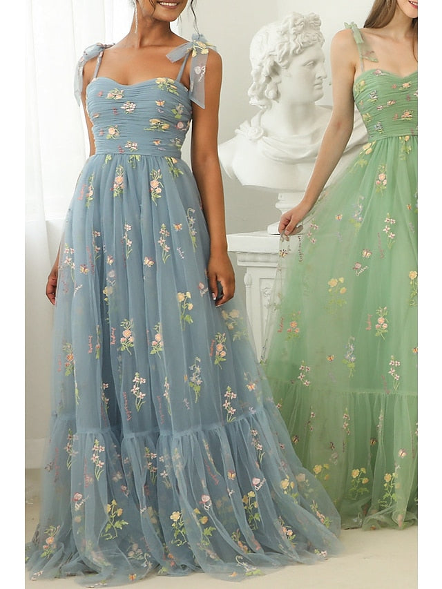 Ligne A/Princesse Bretelles Spaghetti La Longueur du Sol Long 10% Off Gift Cards Floral Robes
