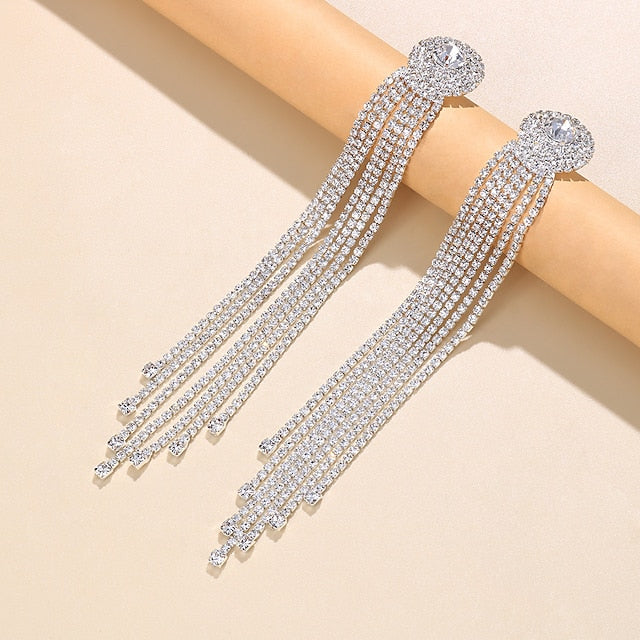 Boucles D'Oreilles Créoles à Pampilles et Franges pour Fête de Mariage