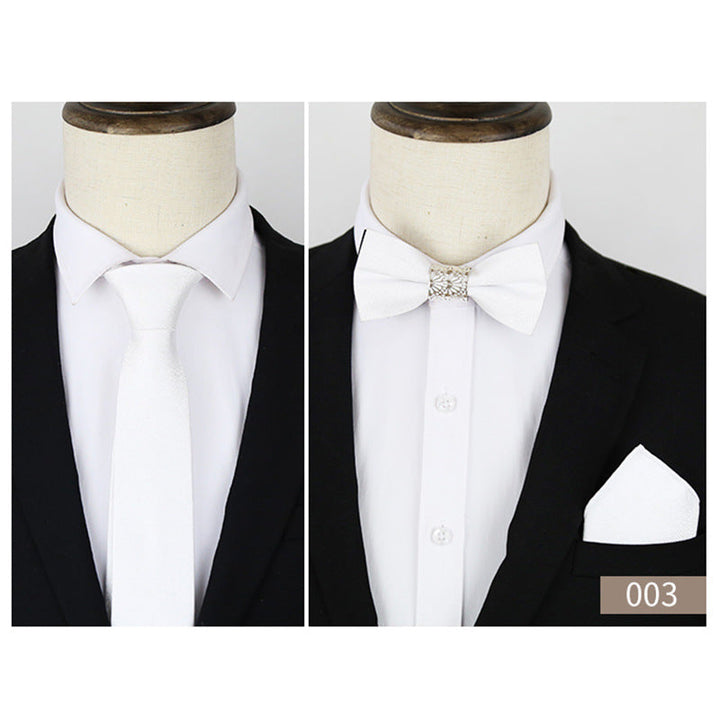 Cravate De Soirée Formelle Pour Homme De Couleur Unie 3 Pièces