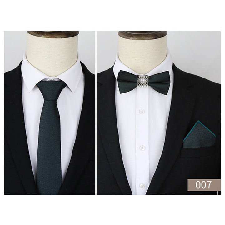 Cravate De Soirée Formelle Pour Homme De Couleur Unie 3 Pièces