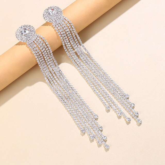 Boucles D'Oreilles Créoles à Pampilles et Franges pour Fête de Mariage