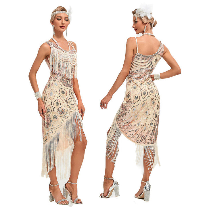 Années 1920 The Great Gatsby Outfit Gaine/Colonne Une épaule Paillettes Robes Vintage