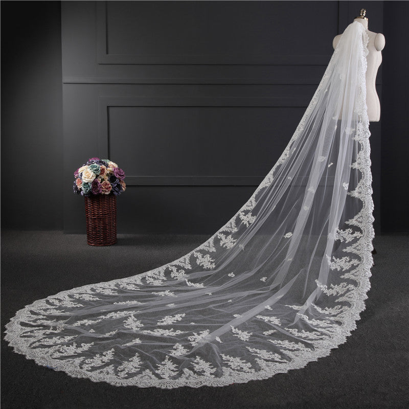 Voile de Mariage Luxueux à Un Niveau avec Appliques