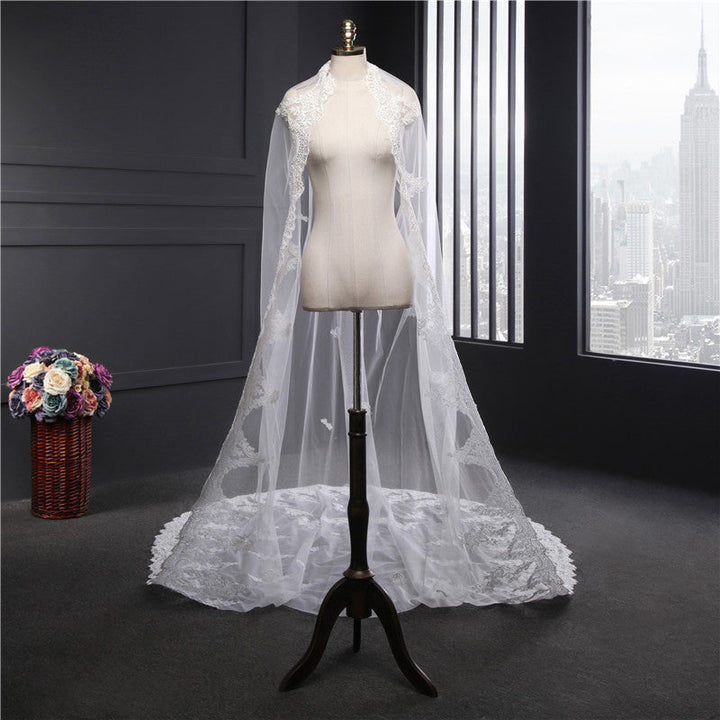 Voile de Mariage Luxueux à Un Niveau avec Appliques