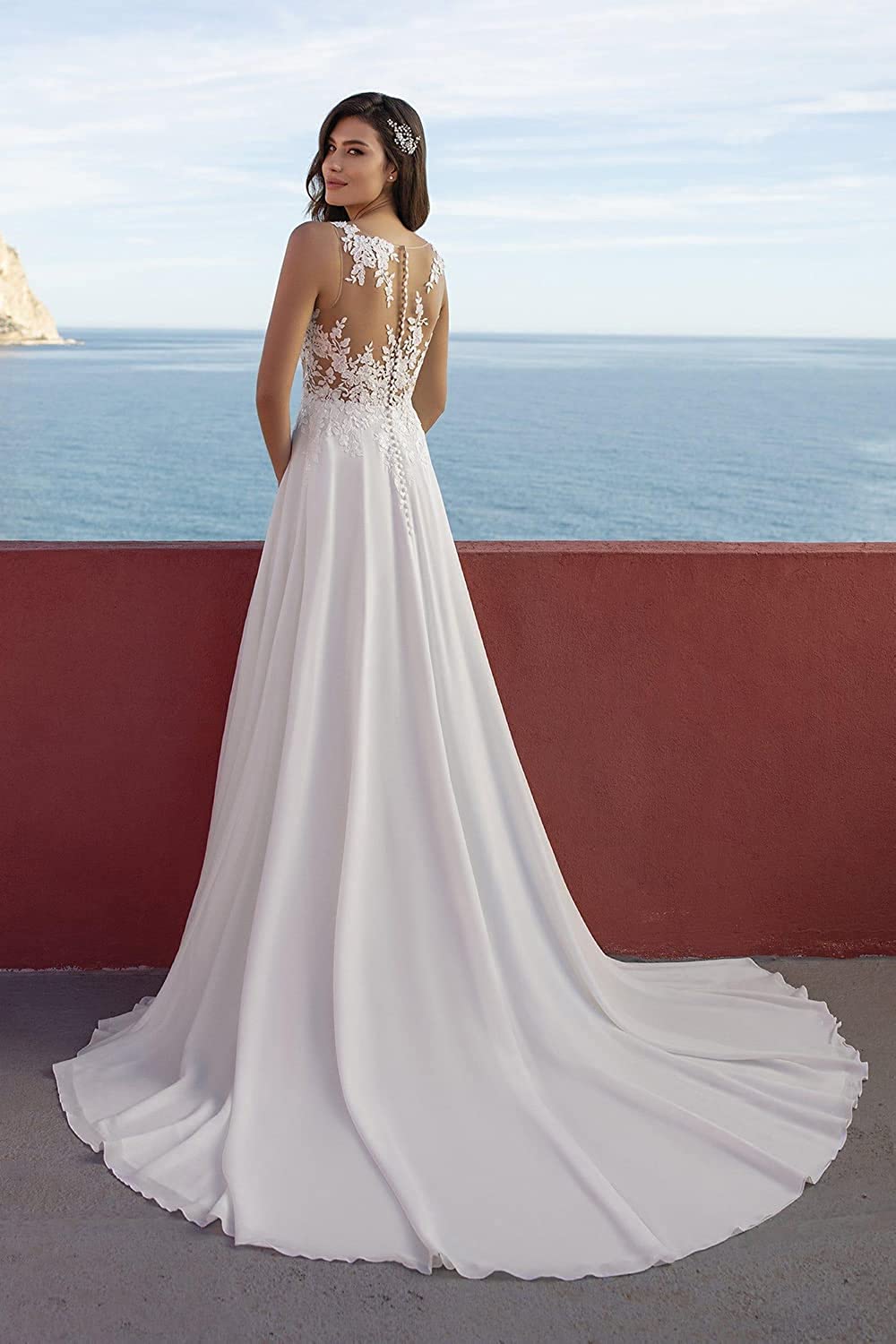 Robes de mariée de plage pour mariée en DentelleBoho Dentellerobes de mariée de mariée