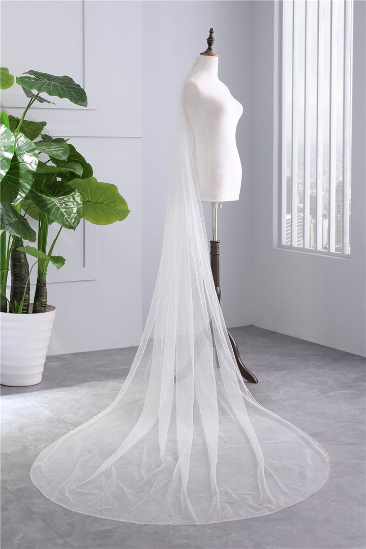 Voile de Mariée Classique à Un Niveau avec Perles