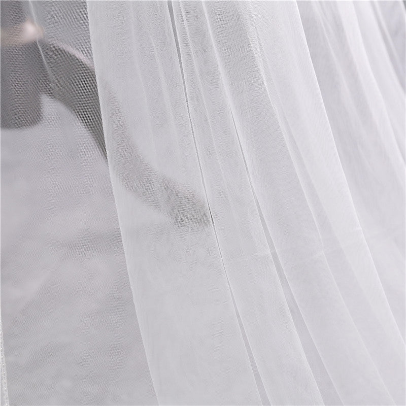 Voile de Mariée Classique à Un Niveau avec Perles