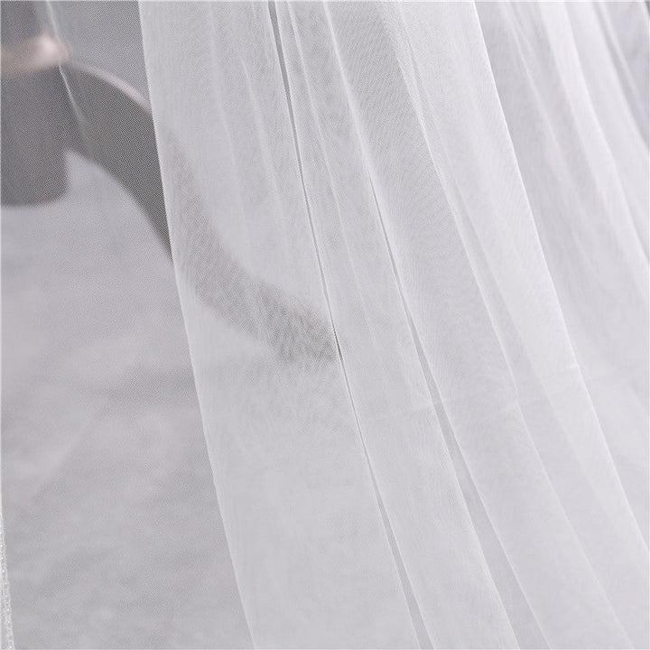Voile de Mariée Classique à Un Niveau avec Perles