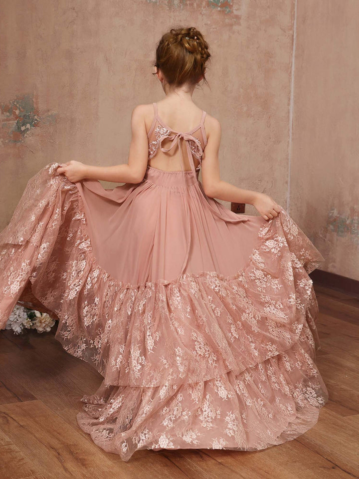 Robe de Demoiselle D'Honneur en Mousseline de Soie, Coupe A-Line/Princesse, Sans Manches, Col Rond, Longueur Au Sol