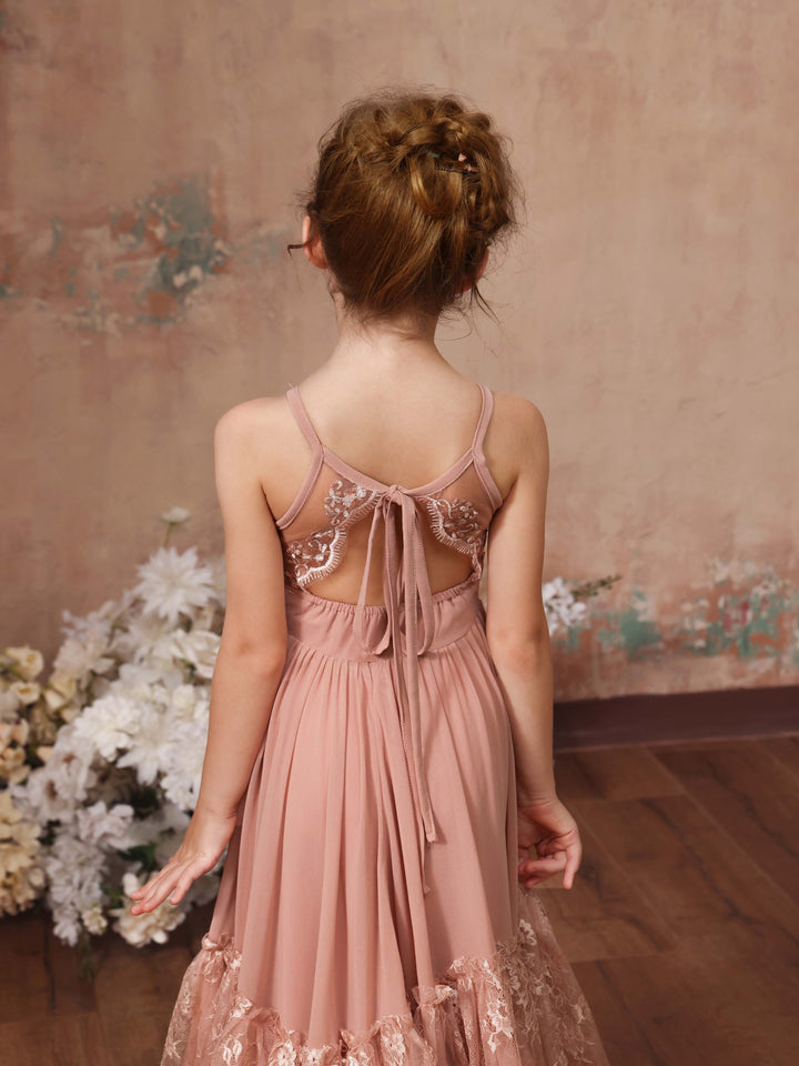 Robe de Demoiselle D'Honneur en Mousseline de Soie, Coupe A-Line/Princesse, Sans Manches, Col Rond, Longueur Au Sol