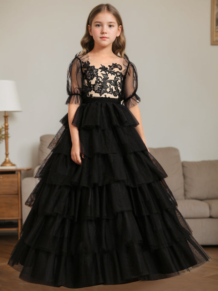 Robe de Bal à Encolure Dégagée Sans Manches, Longueur Au Sol, avec Dentelle