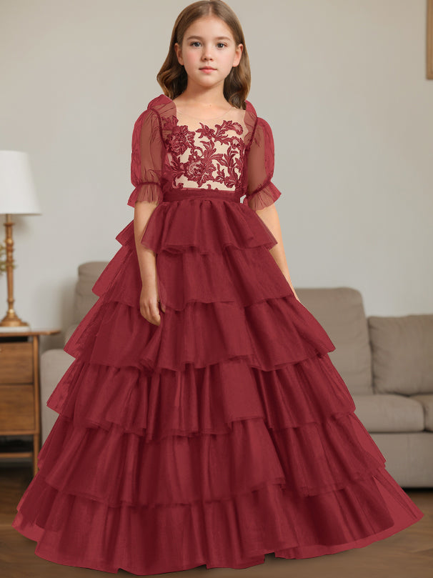 Robe de Bal à Encolure Dégagée Sans Manches, Longueur Au Sol, avec Dentelle