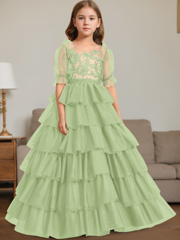 Robe de Bal à Encolure Dégagée Sans Manches, Longueur Au Sol, avec Dentelle
