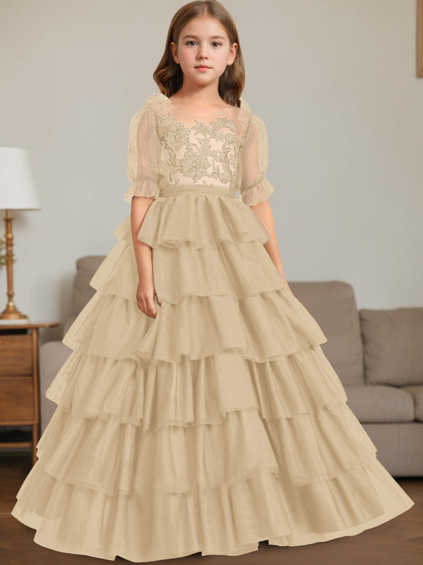 Robe de Bal à Encolure Dégagée Sans Manches, Longueur Au Sol, avec Dentelle