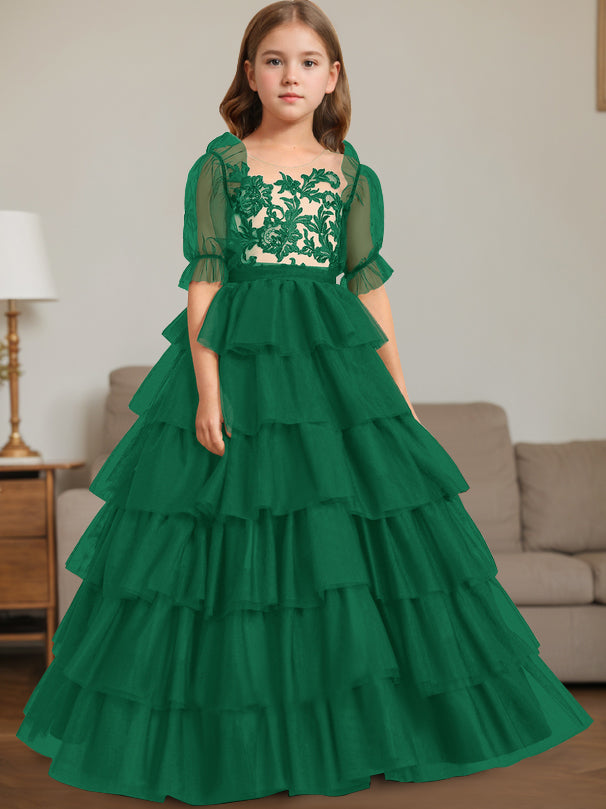 Robe de Bal à Encolure Dégagée Sans Manches, Longueur Au Sol, avec Dentelle
