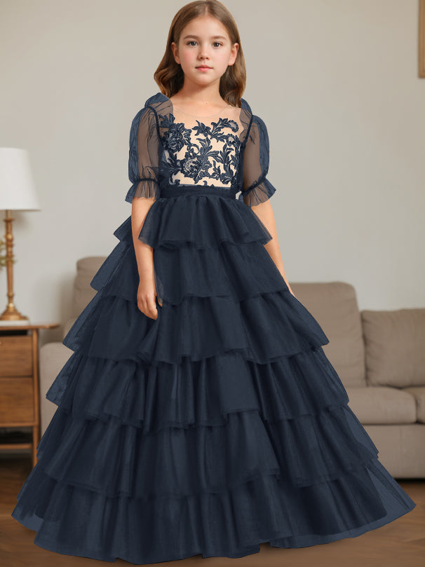 Robe de Bal à Encolure Dégagée Sans Manches, Longueur Au Sol, avec Dentelle