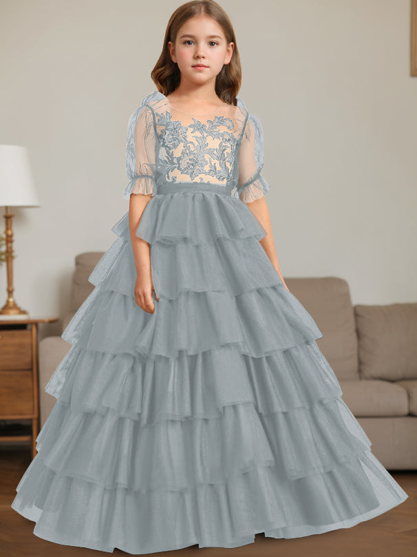 Robe de Bal à Encolure Dégagée Sans Manches, Longueur Au Sol, avec Dentelle