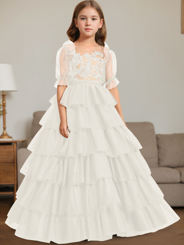 Robe de Bal à Encolure Dégagée Sans Manches, Longueur Au Sol, avec Dentelle