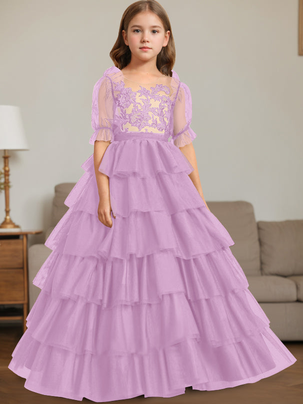 Robe de Bal à Encolure Dégagée Sans Manches, Longueur Au Sol, avec Dentelle
