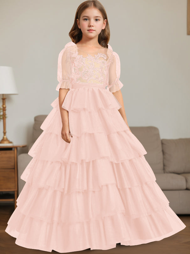 Robe de Bal à Encolure Dégagée Sans Manches, Longueur Au Sol, avec Dentelle