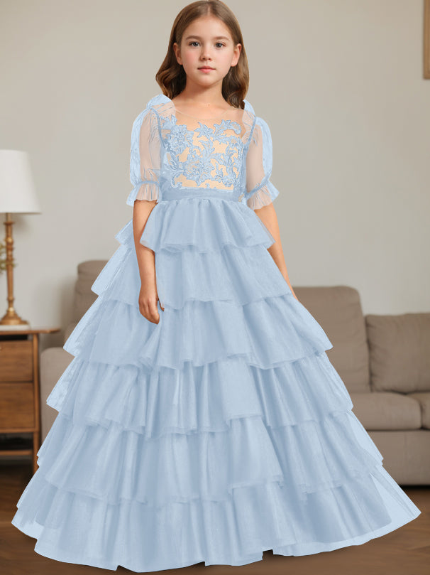 Robe de Bal à Encolure Dégagée Sans Manches, Longueur Au Sol, avec Dentelle
