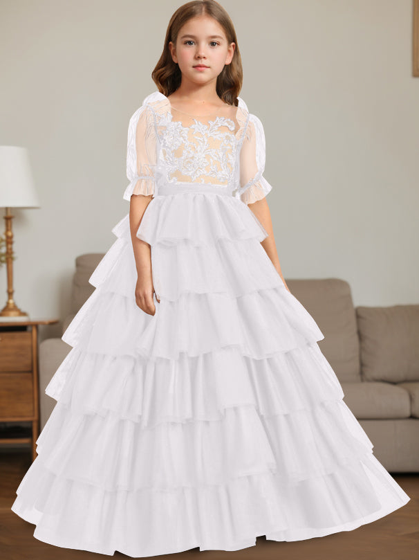 Robe de Bal à Encolure Dégagée Sans Manches, Longueur Au Sol, avec Dentelle