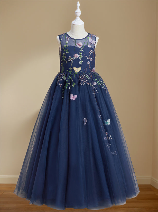 Robe de Demoiselle D'Honneur A-Line/Princess à Encolure Dégagée Sans Manches et Longueur Au Sol avec Broderie