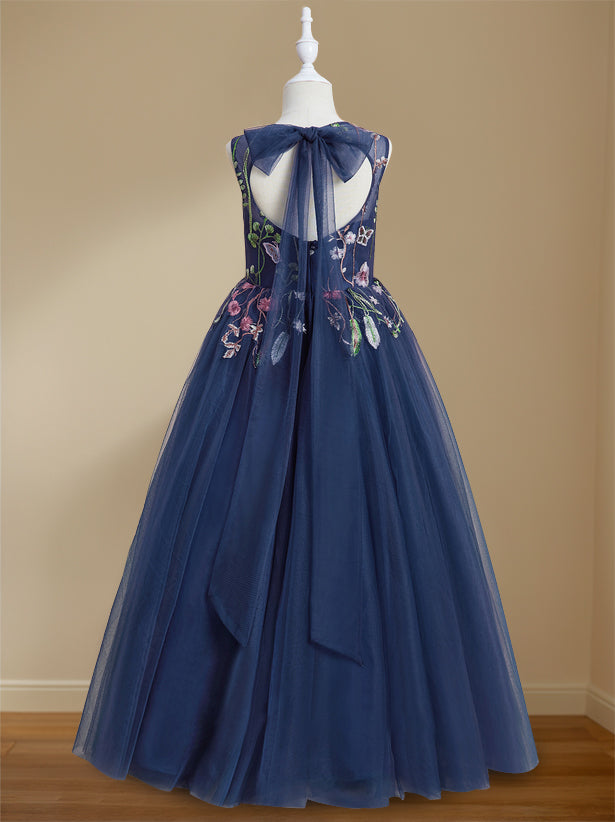 Robe de Demoiselle D'Honneur A-Line/Princess à Encolure Dégagée Sans Manches et Longueur Au Sol avec Broderie
