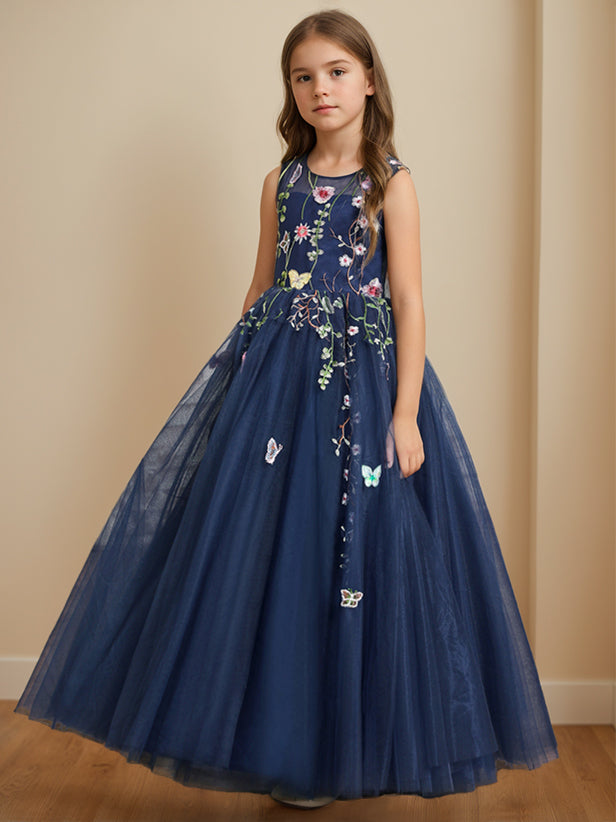 Robe de Demoiselle D'Honneur A-Line/Princess à Encolure Dégagée Sans Manches et Longueur Au Sol avec Broderie