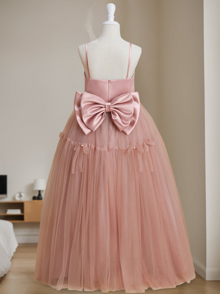 Robe de Demoiselle D'Honneur Trapèze/Princesse à Col Carré Sans Manches et Longueur Au Sol avec Perles
