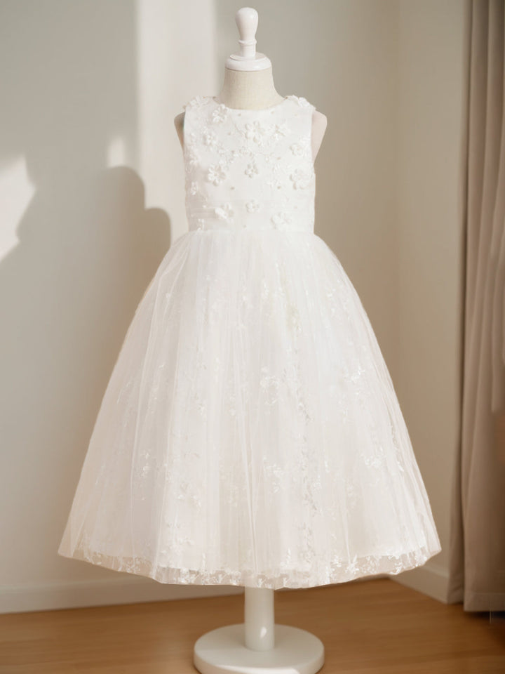 Robe de Demoiselle D'Honneur A-Line/Princess à Encolure Dégagée Sans Manches et Longueur Thé avec Perles
