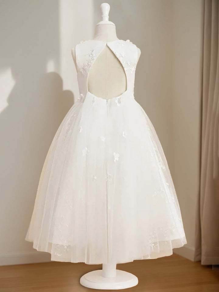Robe de Demoiselle D'Honneur A-Line/Princess à Encolure Dégagée Sans Manches et Longueur Thé avec Perles