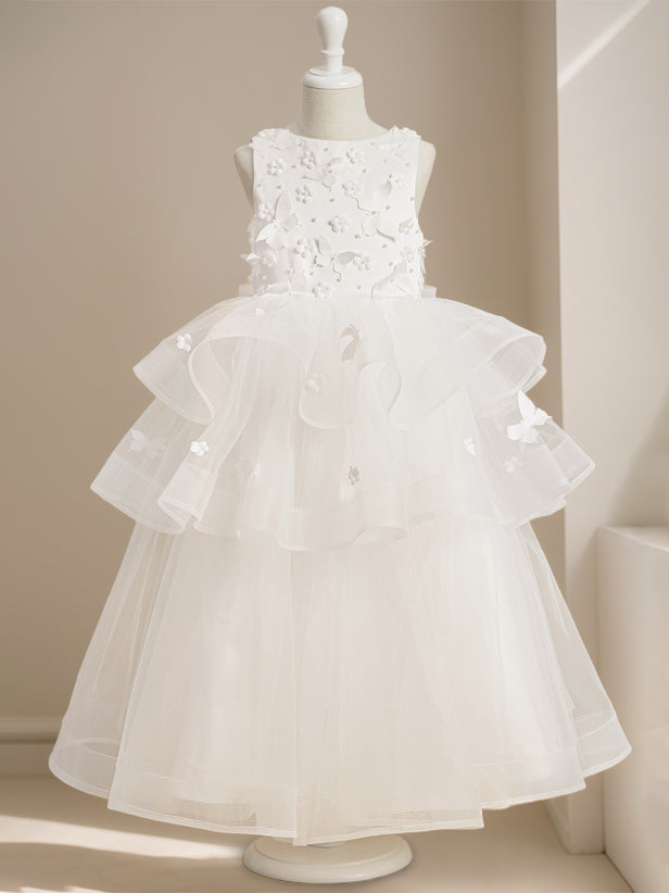 Robe de Bal à Col Rond Sans Manches, Longueur Cheville, avec Dentelle