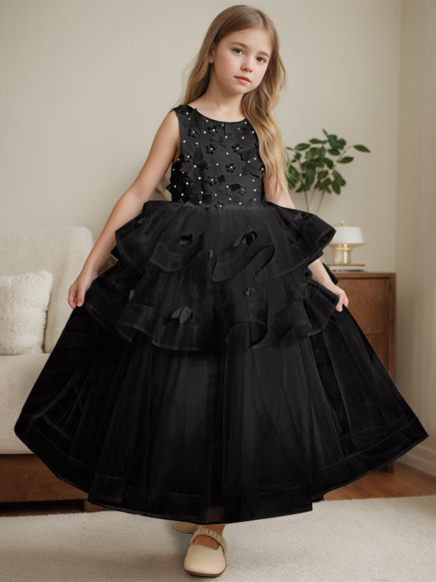 Robe de Bal à Col Rond Sans Manches, Longueur Cheville, avec Dentelle