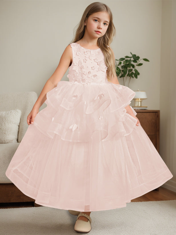 Robe de Bal à Col Rond Sans Manches, Longueur Cheville, avec Dentelle