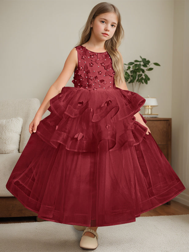 Robe de Bal à Col Rond Sans Manches, Longueur Cheville, avec Dentelle
