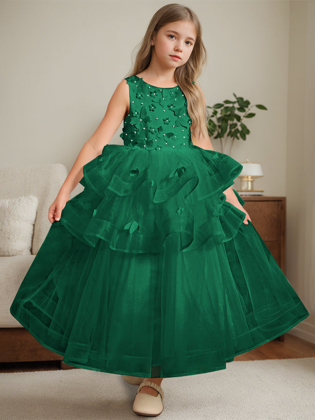 Robe de Bal à Col Rond Sans Manches, Longueur Cheville, avec Dentelle
