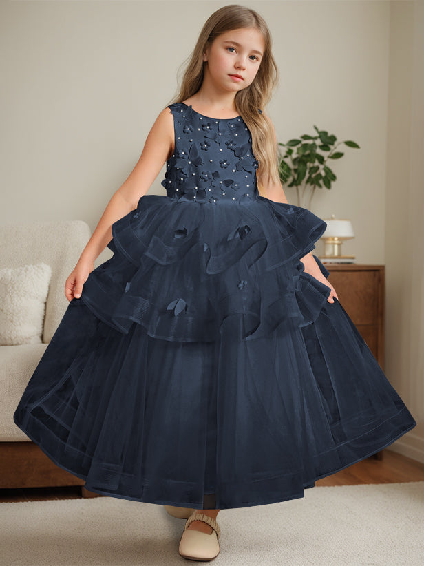 Robe de Bal à Col Rond Sans Manches, Longueur Cheville, avec Dentelle