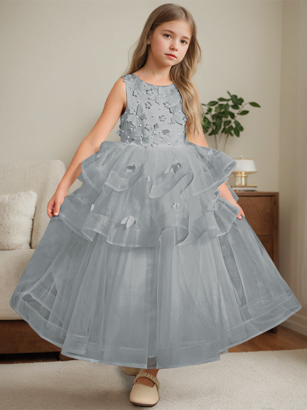 Robe de Bal à Col Rond Sans Manches, Longueur Cheville, avec Dentelle