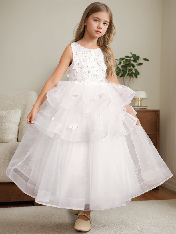 Robe de Bal à Col Rond Sans Manches, Longueur Cheville, avec Dentelle