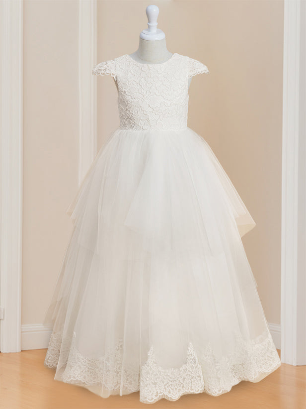 Robe de Bal à Encolure Dégagée Sans Manches, Longueur Au Sol, avec Dentelle et Nœud