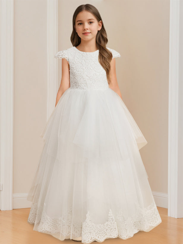 Robe de Bal à Encolure Dégagée Sans Manches, Longueur Au Sol, avec Dentelle et Nœud