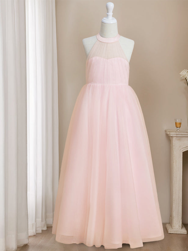 Robe de Demoiselle D'Honneur A-Line/Princess à Col Licou Sans Manches et Longueur Au Sol avec Nœud