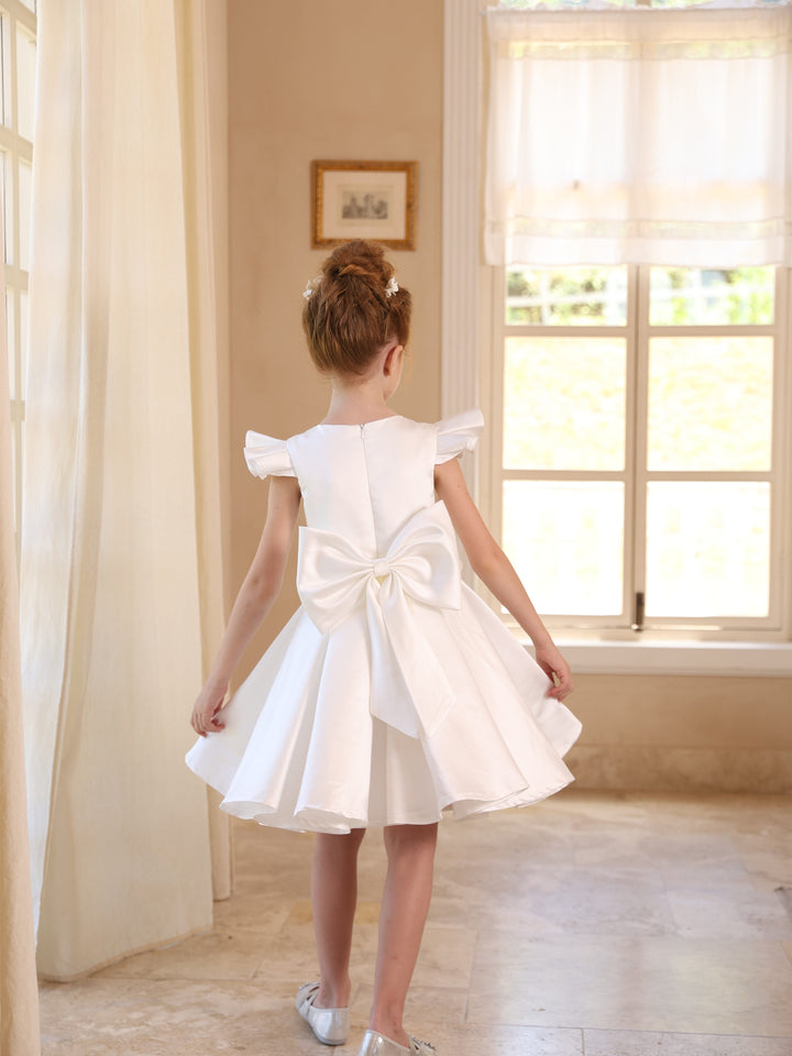 Robe de Bal en Satin à Encolure Dégagée Sans Manches Au Genou avec Fronces