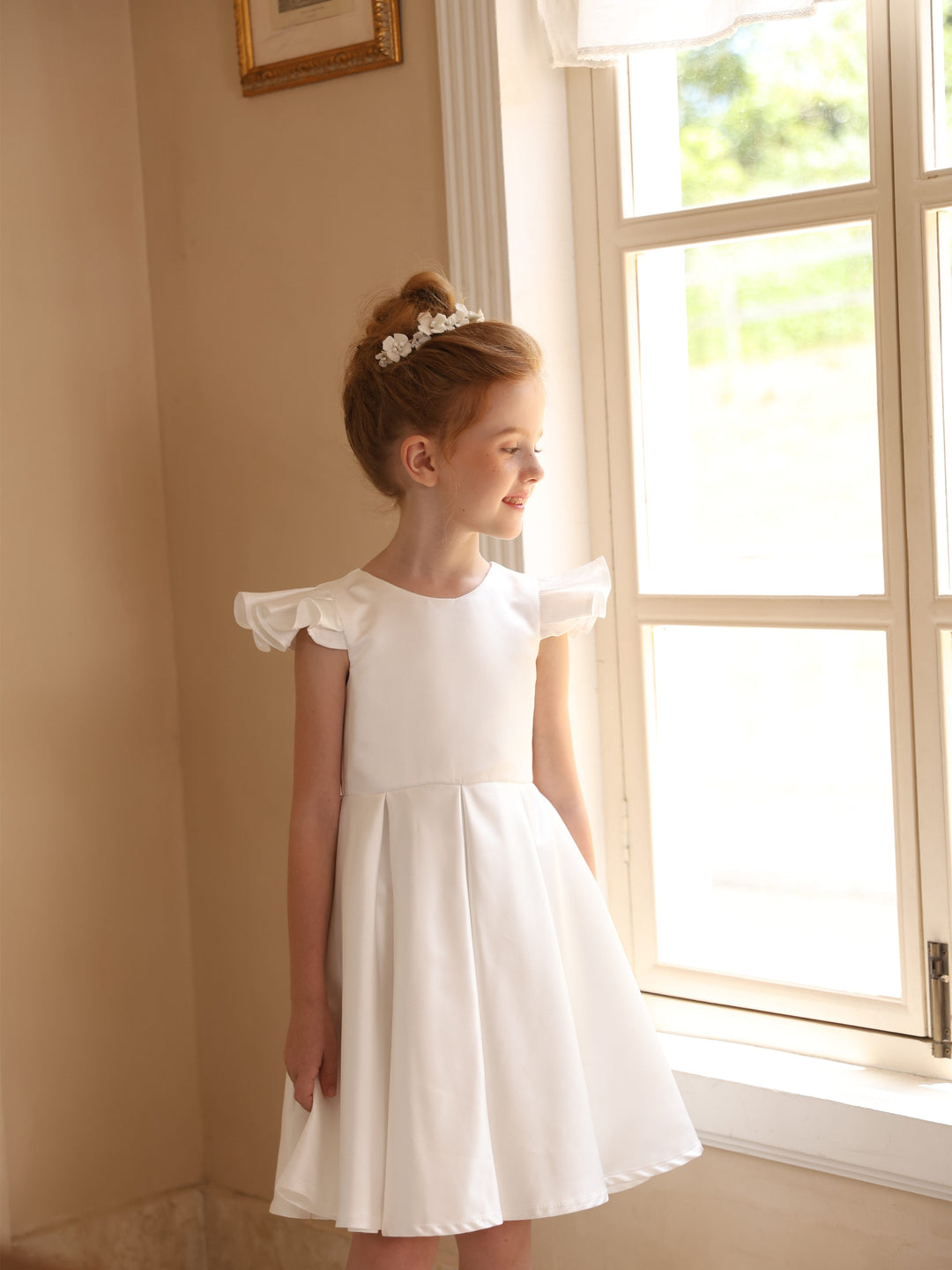 Robe de Bal en Satin à Encolure Dégagée Sans Manches Au Genou avec Fronces