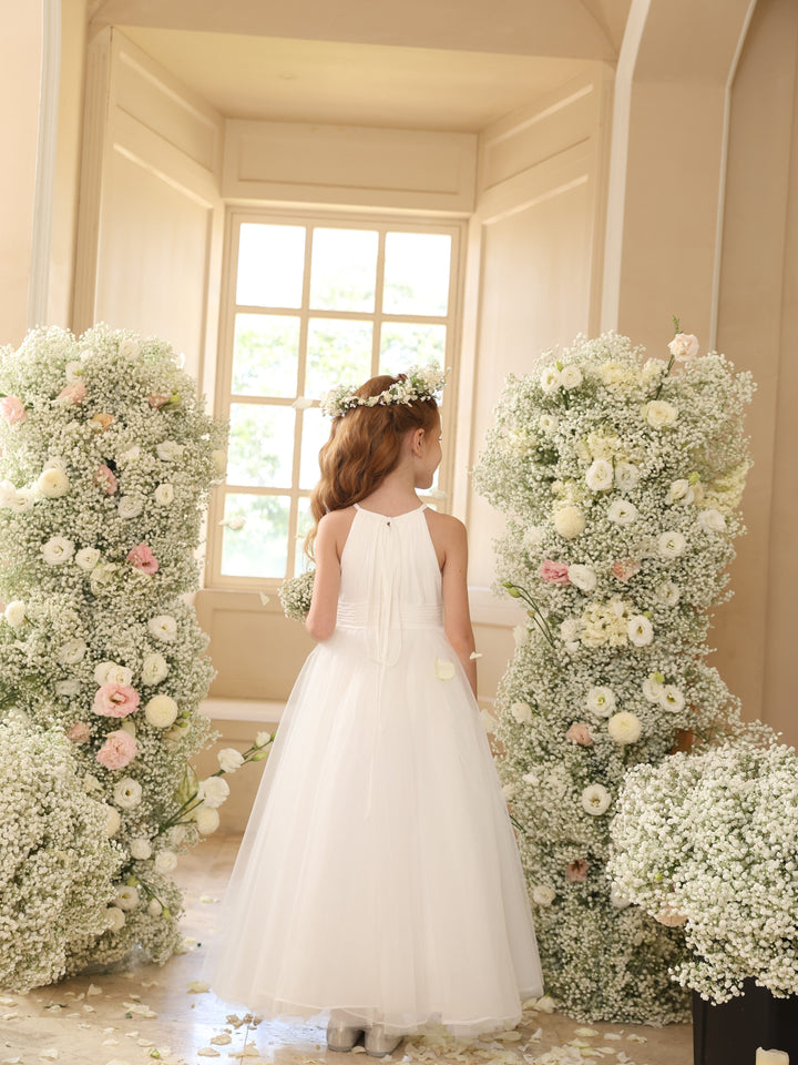 Robe de Bal à Encolure Dégagée Sans Manches, Longueur Cheville, avec Tulle