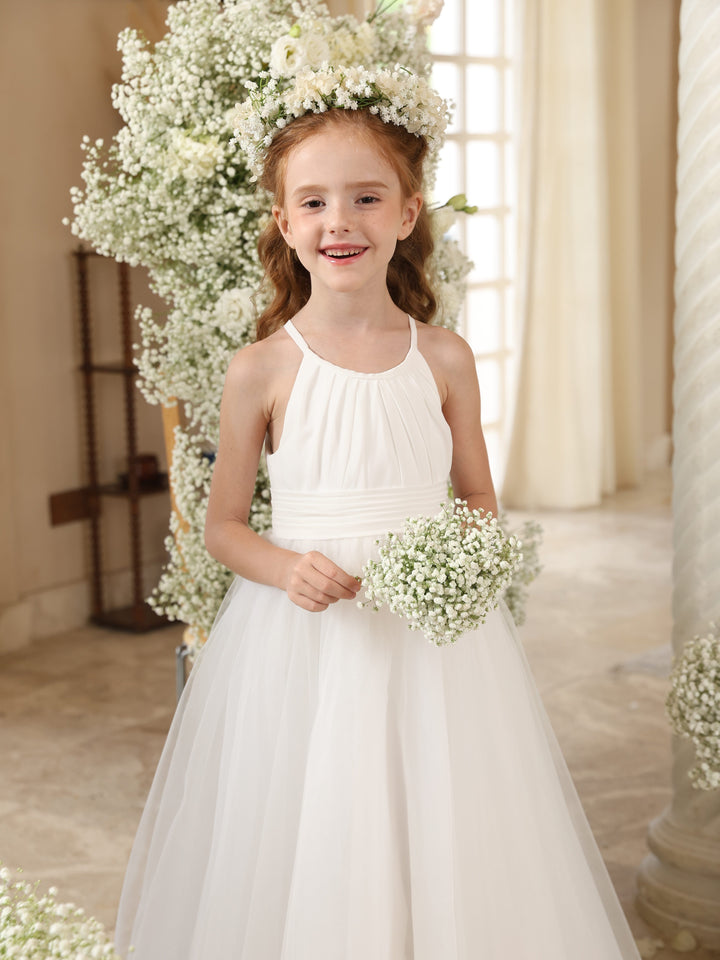 Robe de Bal à Encolure Dégagée Sans Manches, Longueur Cheville, avec Tulle