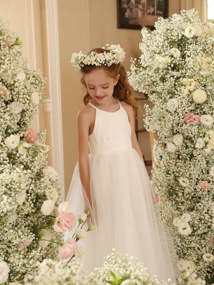 Robe de Bal à Encolure Dégagée Sans Manches, Longueur Cheville, avec Tulle