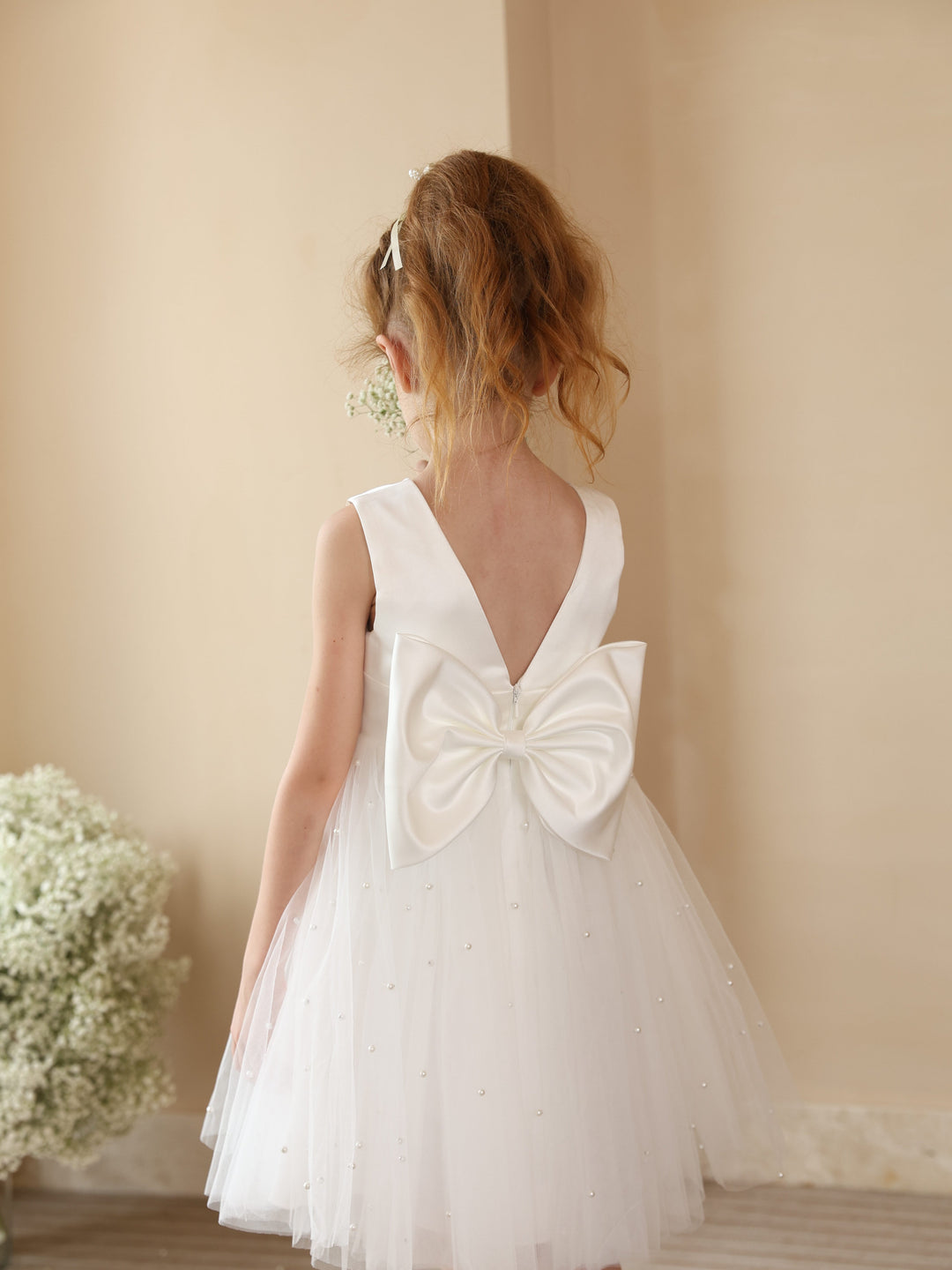 Robe de Bal Courte/Mini Sans Manches avec Décolleté en V et Nœud Papillon
